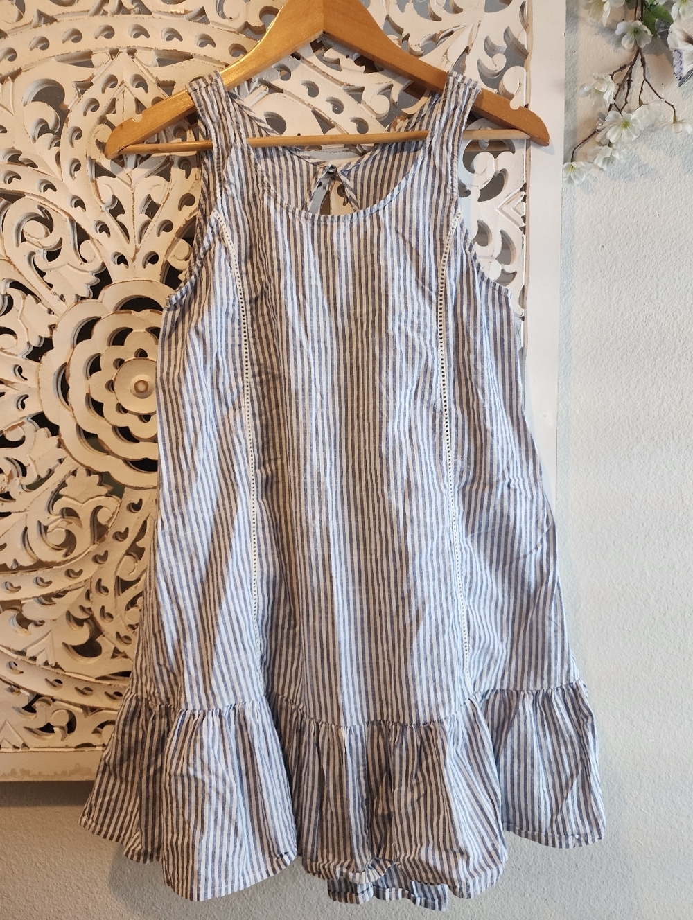 ELEMENT STRIPES MINI DRESS ASYMETHRICAL SLEVELESS BACK KEYHOLE UNLINED SZ SMALL - Picture 2 of 15